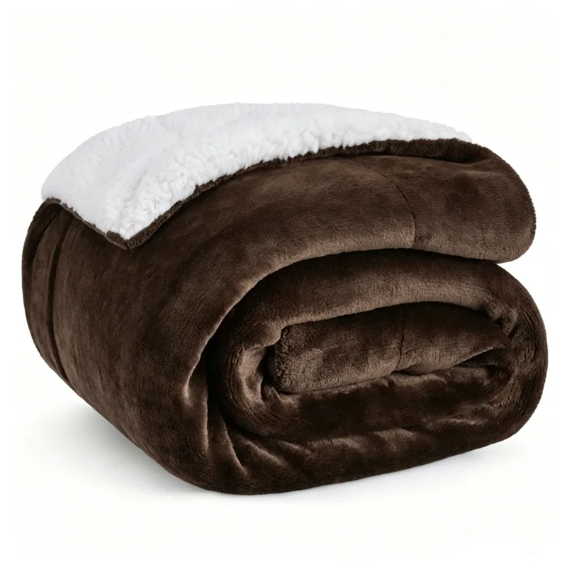 Coffee brown sherpa fleece blanket