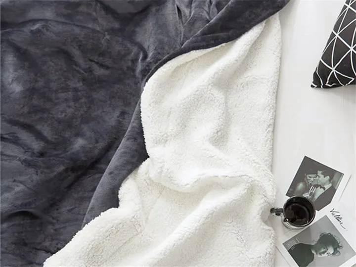 Dark gray sherpa fleece blanket, style two