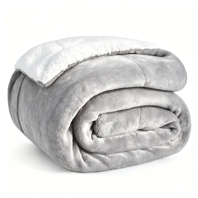 Light gray sherpa fleece blanket