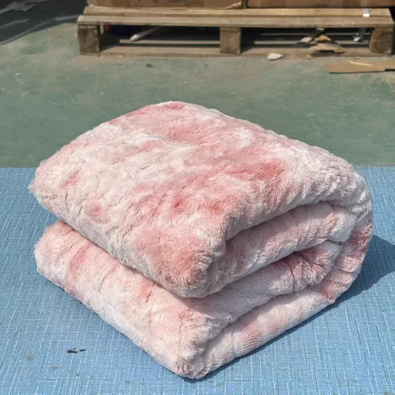 Pink tie-dye coral fleece PV blanket